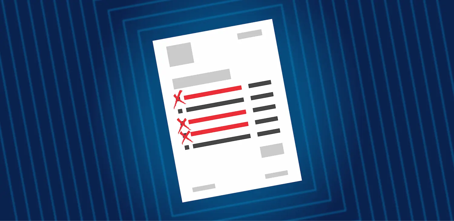 Checklist of items on a document